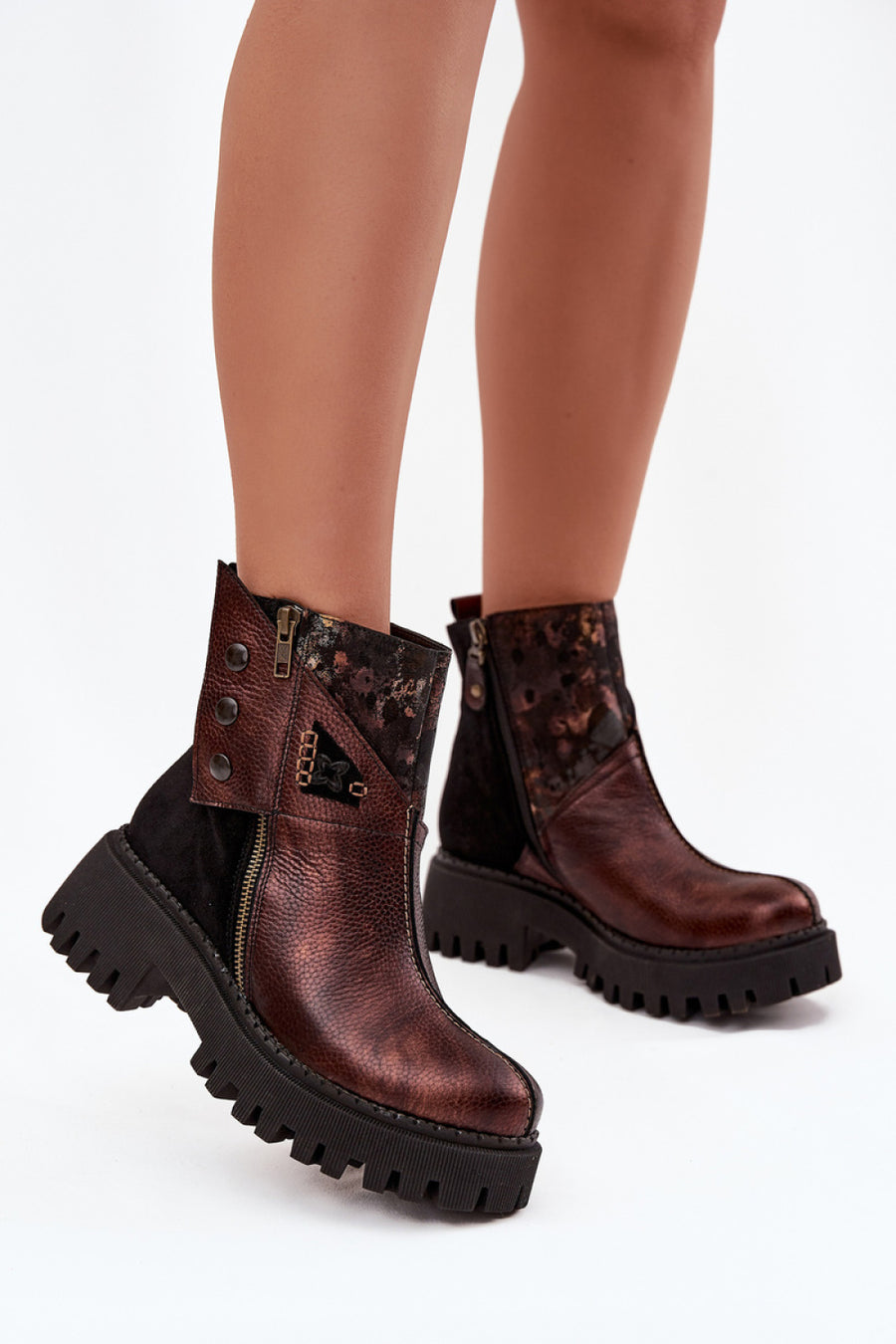 Step In Style Maciejka Brown Leather Platform Boots