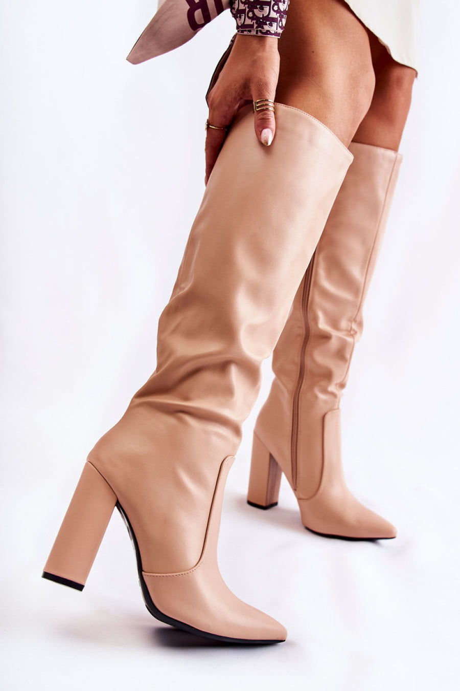 Step In Style Mayra Nude Faux Leather Heeled Ankle Boots
