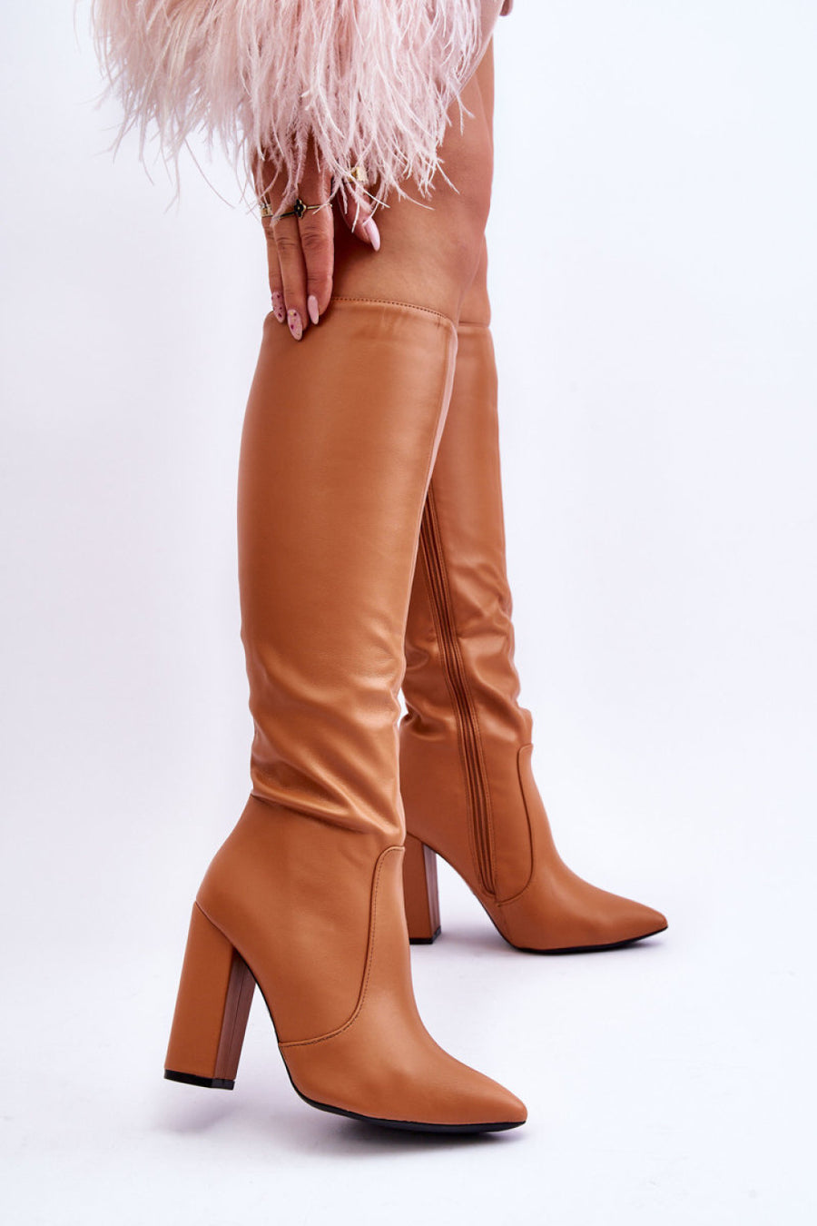 Step In Style Mayra Camel Faux Leather Heeled Ankle Boots