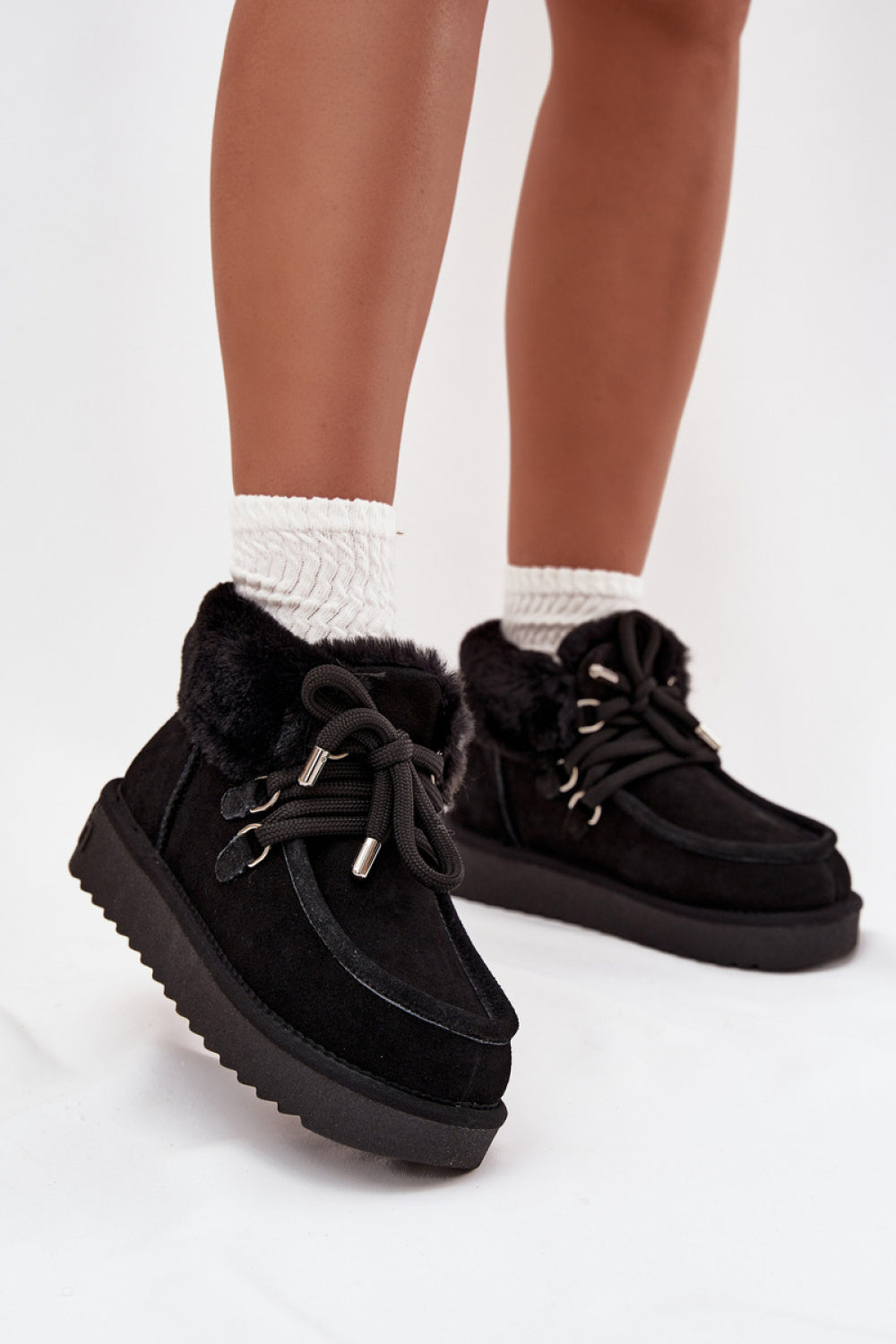 Step In Style Black Suede Warm Lined Snow Boots