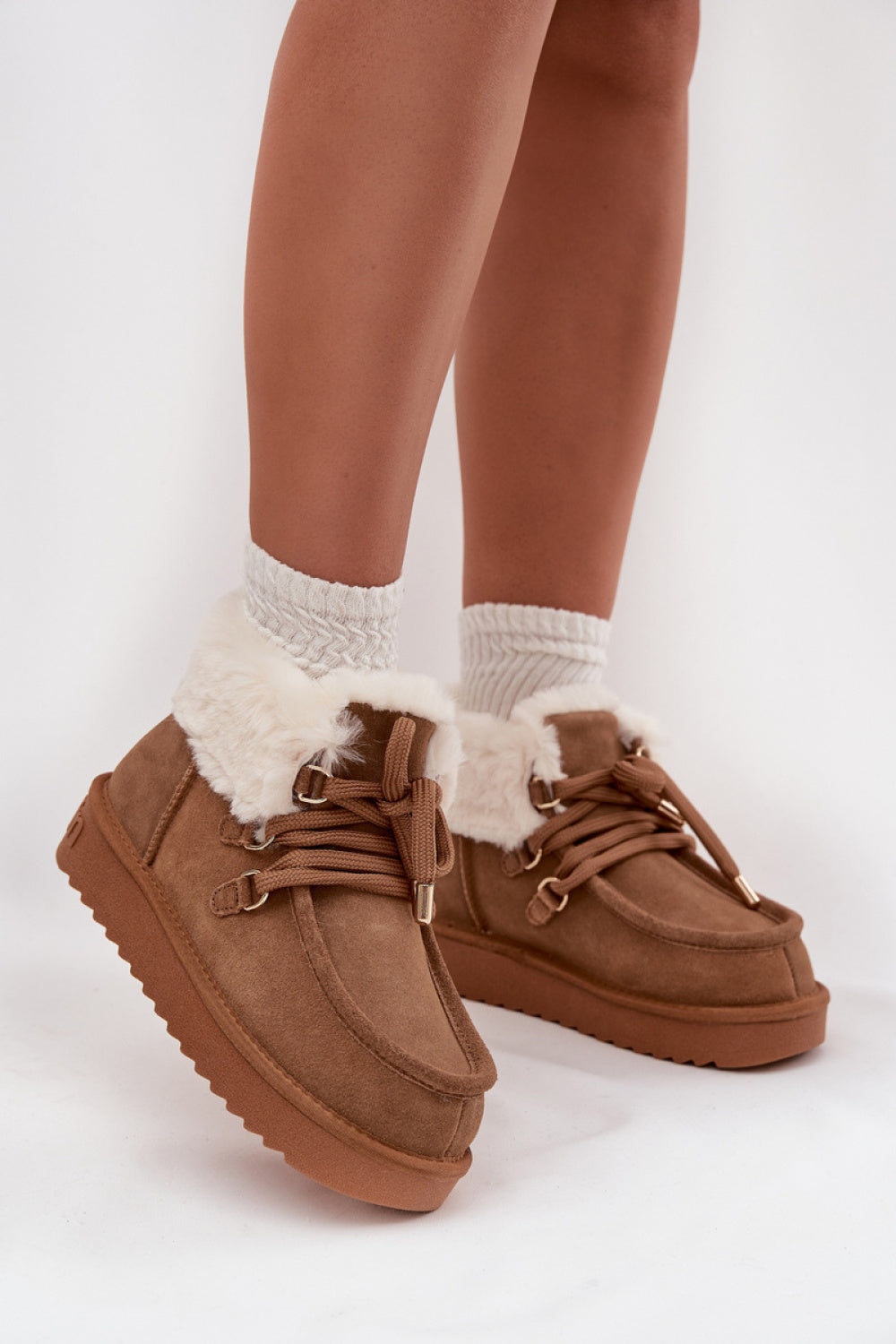 Step In Style Camel Suede Warm Lined Snow Boots