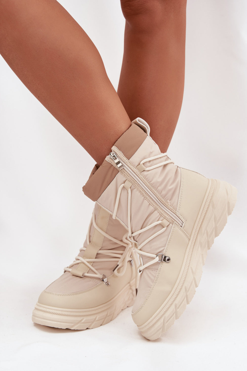 Step In Style Lee Cooper Beige Platform Warm Lined Snow Boots - view 3