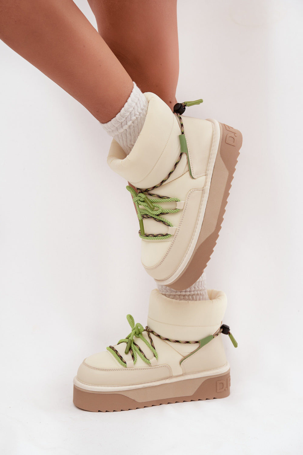 Step In Style Light Beige Lace Up Warm Lined Snow Boots - view 3