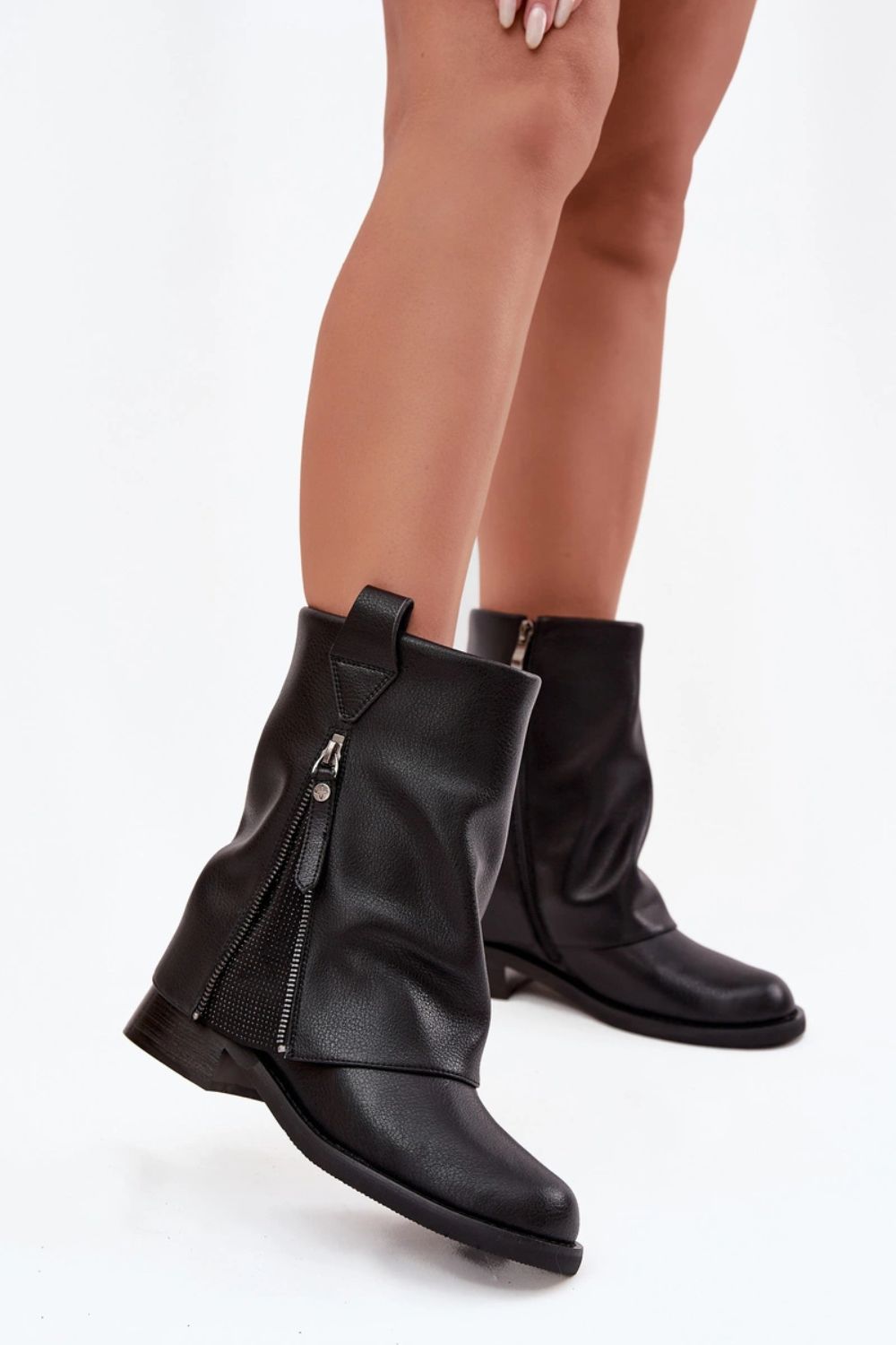 Step In Style Maciejka Black Leather Block Heel Warm Lined Boots - view 4