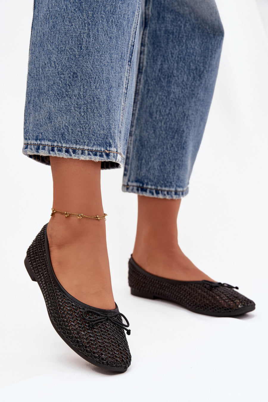 Step In Style Belirra Black Faux Leather Flat Ballet Flats