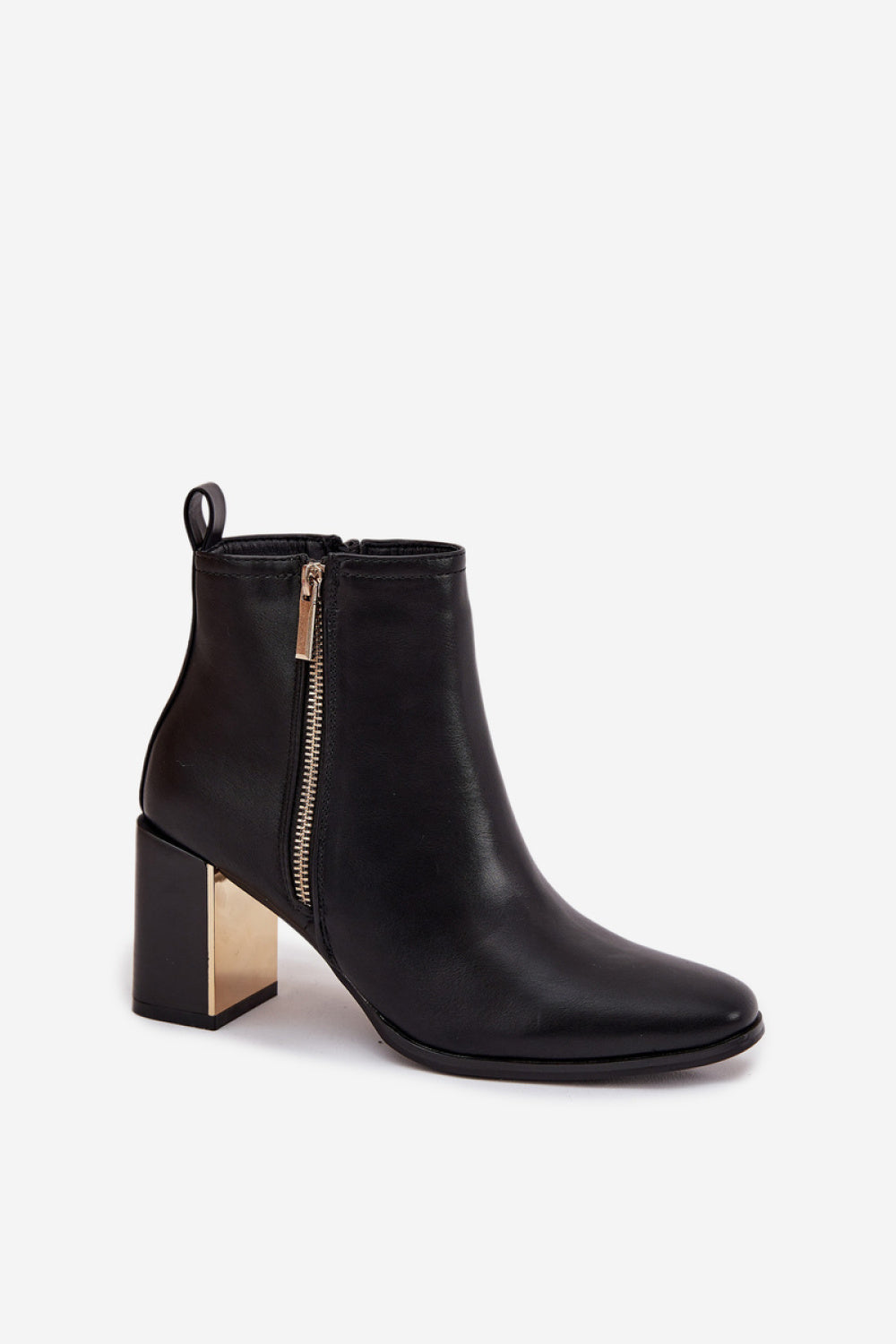 Step In Style Camilyn Black Faux Leather Block Heel Heeled Ankle Boots - view 2