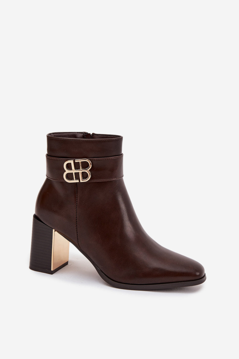 Step In Style Galinne Chocolate Faux Leather Heeled Ankle Boots - view 2
