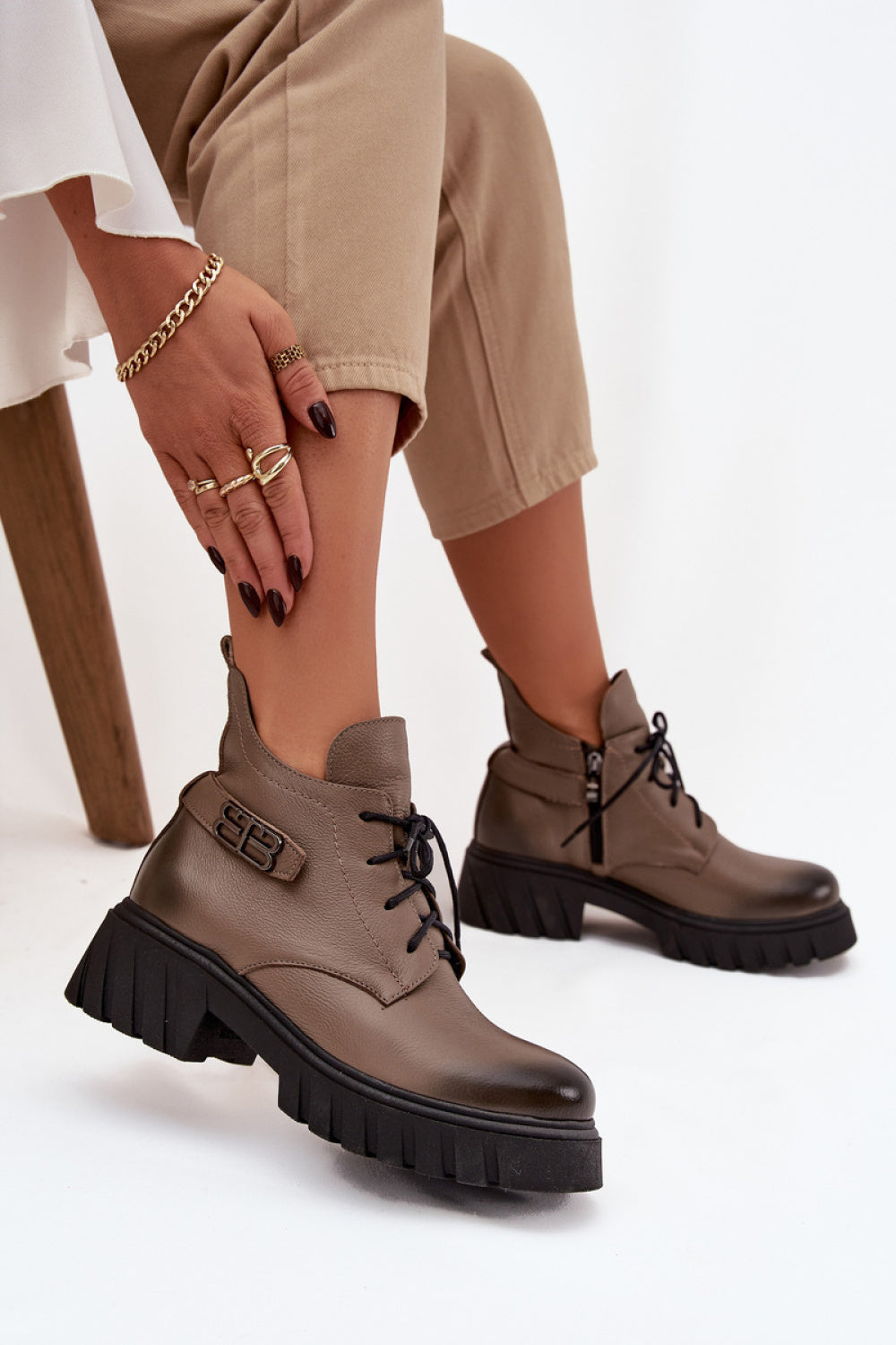 Step In Style Zazoo Dark Beige Leather Warm Lined Boots - view 3