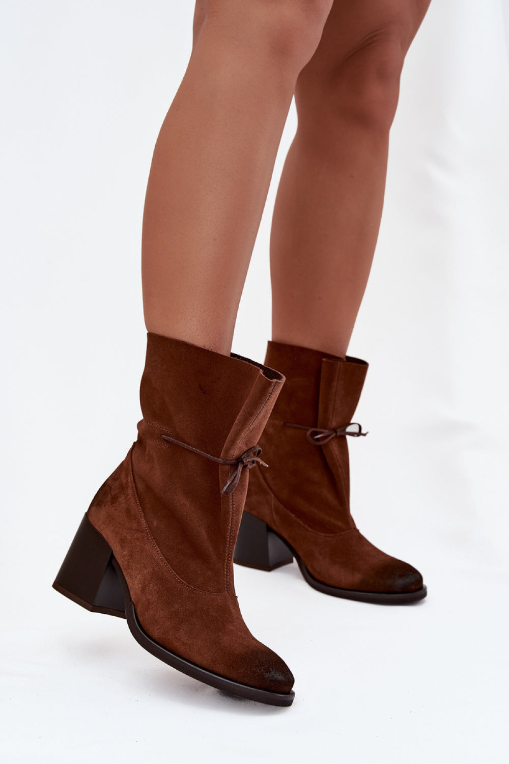 Step In Style Zazoo Brown Lace Heeled Ankle Boots