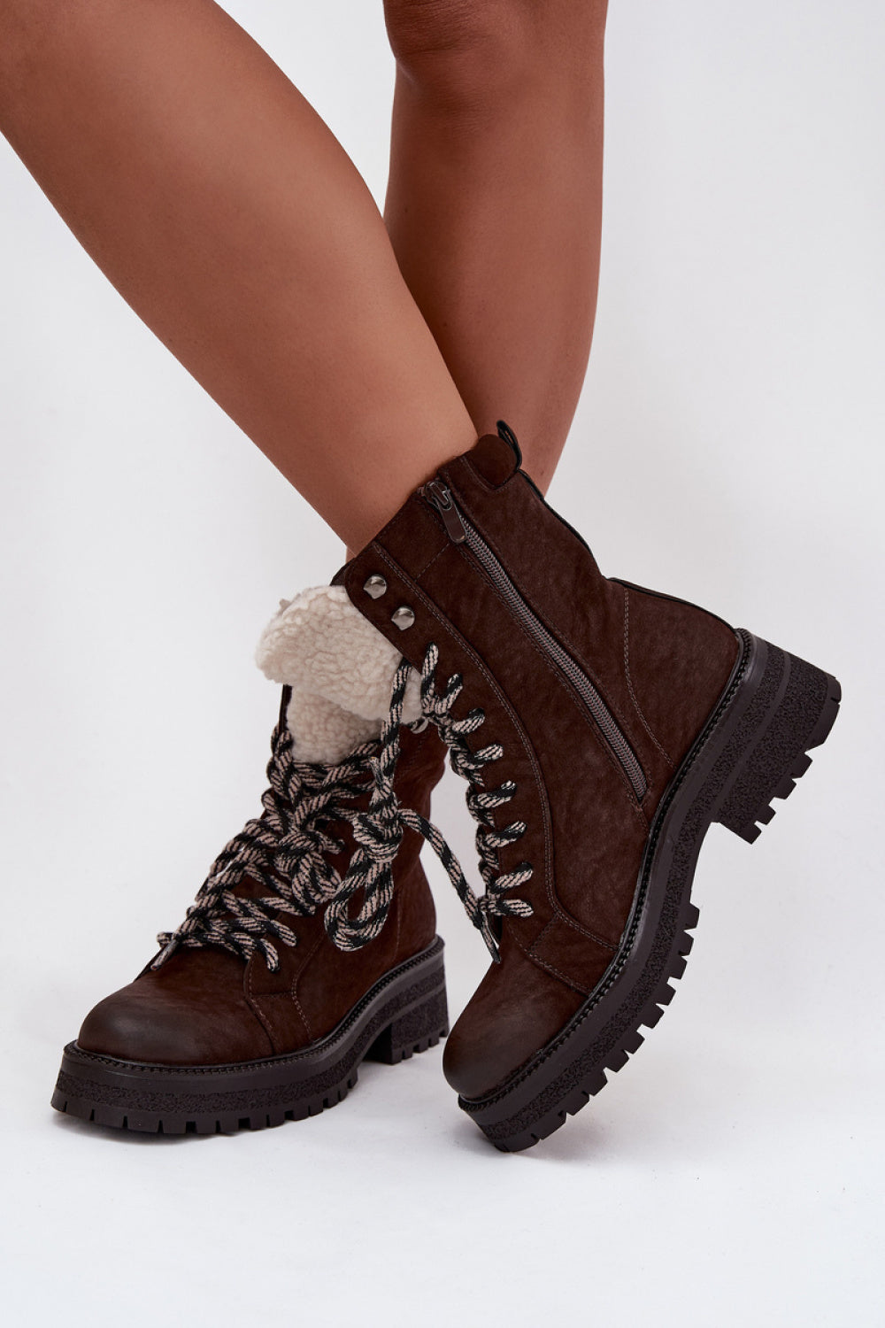 Step In Style Bellora Chocolate Faux Leather Hiking Style Boots - view 3