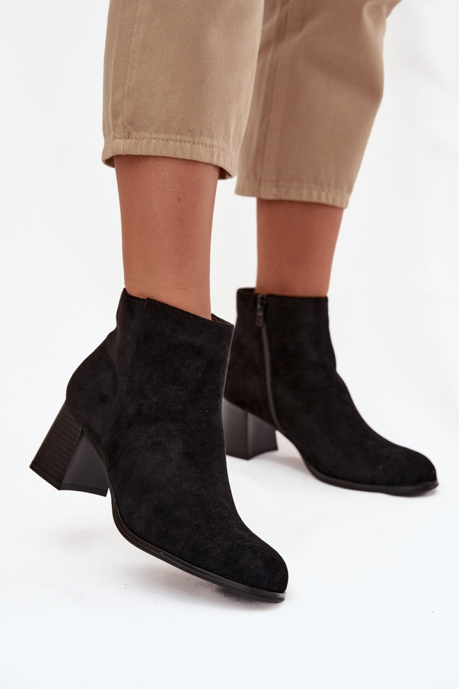 Step In Style Marilou Black Faux Suede Heeled Ankle Boots