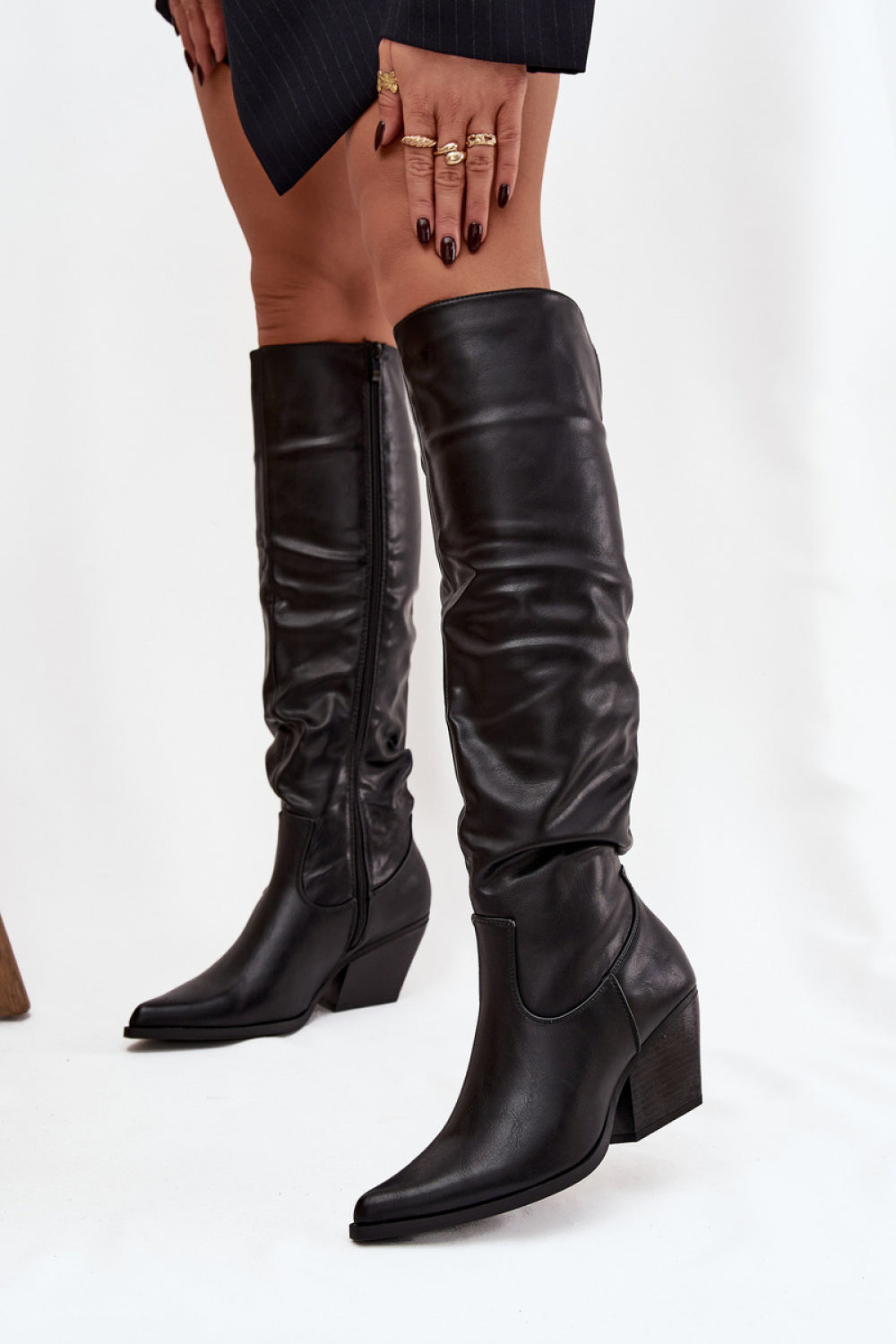 Step In Style Rosvian Black Faux Leather Over The Knee Boots - view 3
