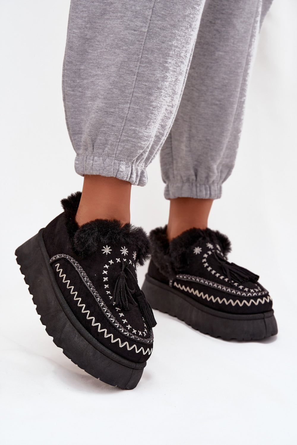 Step In Style Ferayne Black Faux Suede Platform Snow Boots