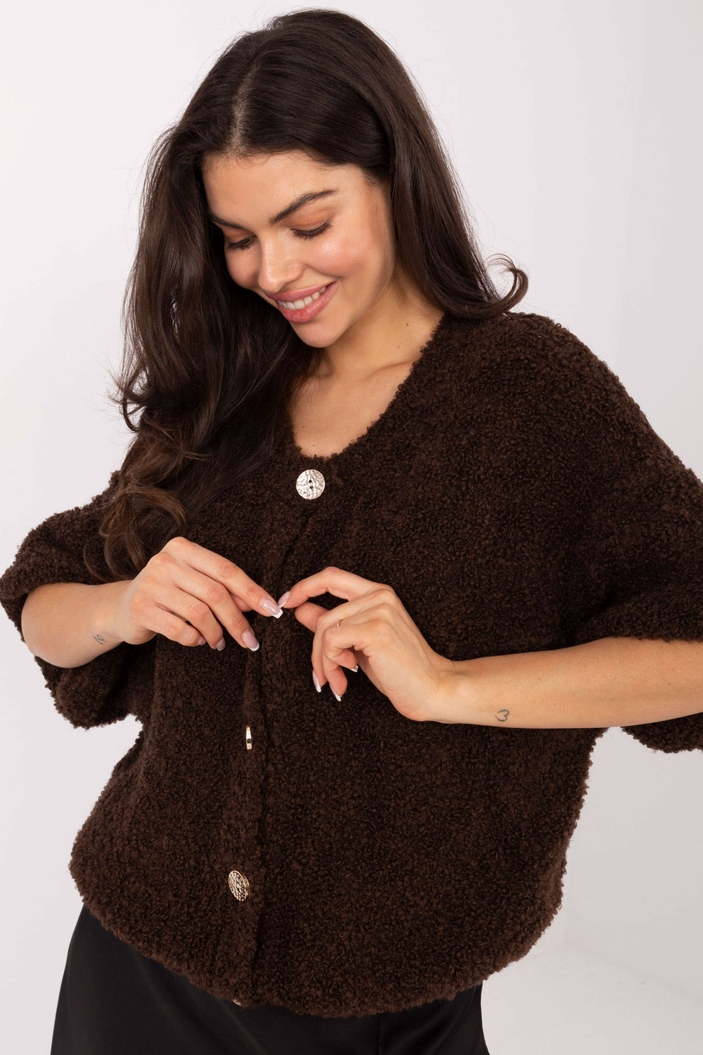 Italy Moda Dark Brown Cardigan