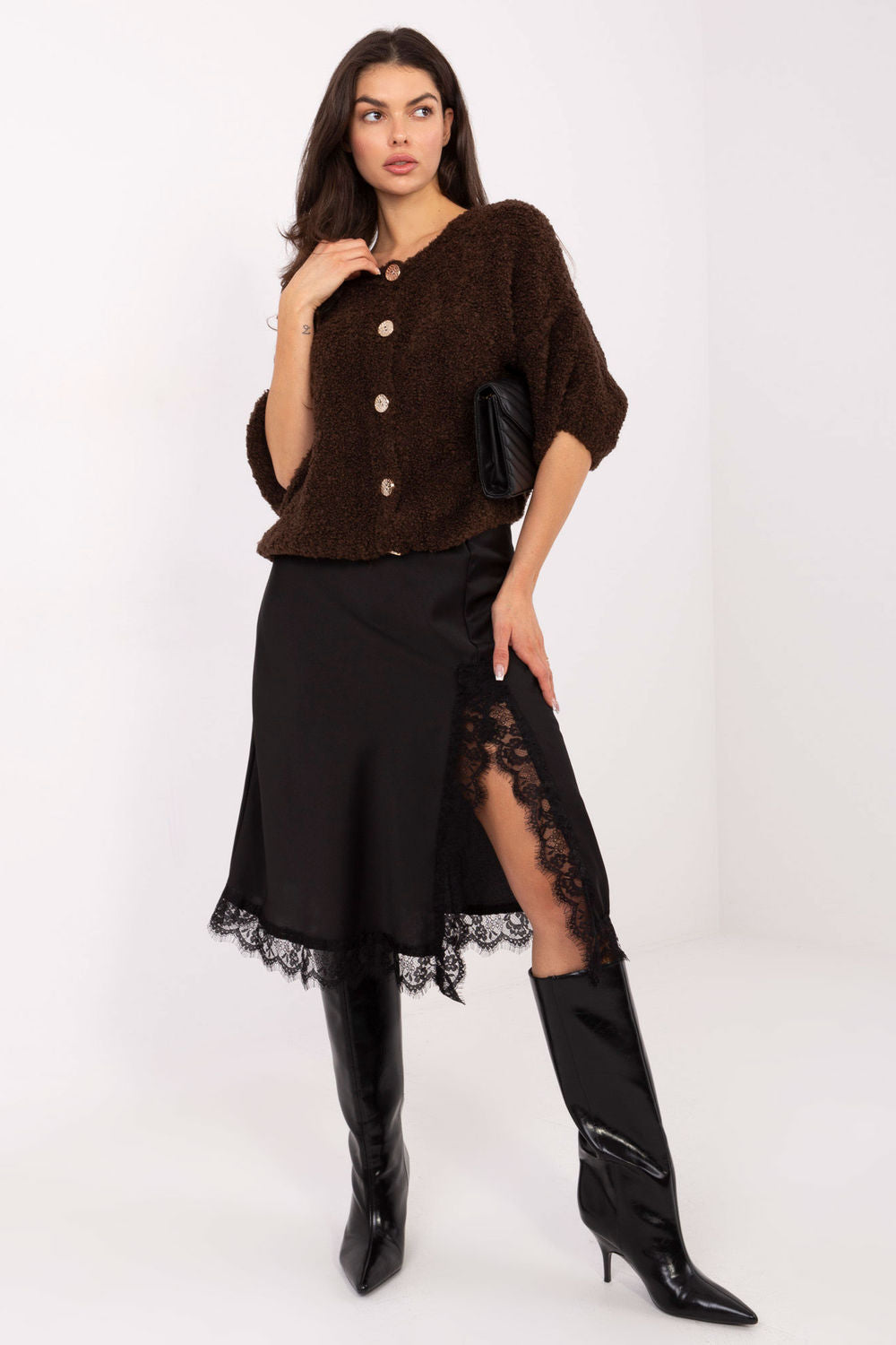 Italy Moda Dark Brown Cardigan - view 4