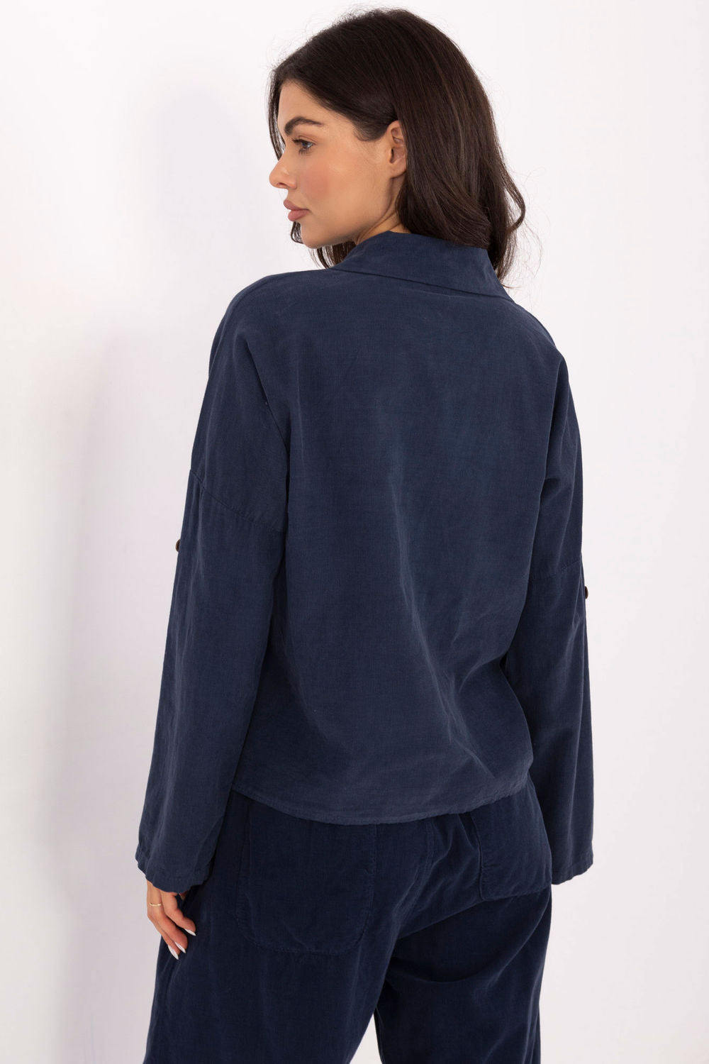 Italy Moda Dark Blue High Waisted Long Sleeve Top - view 3