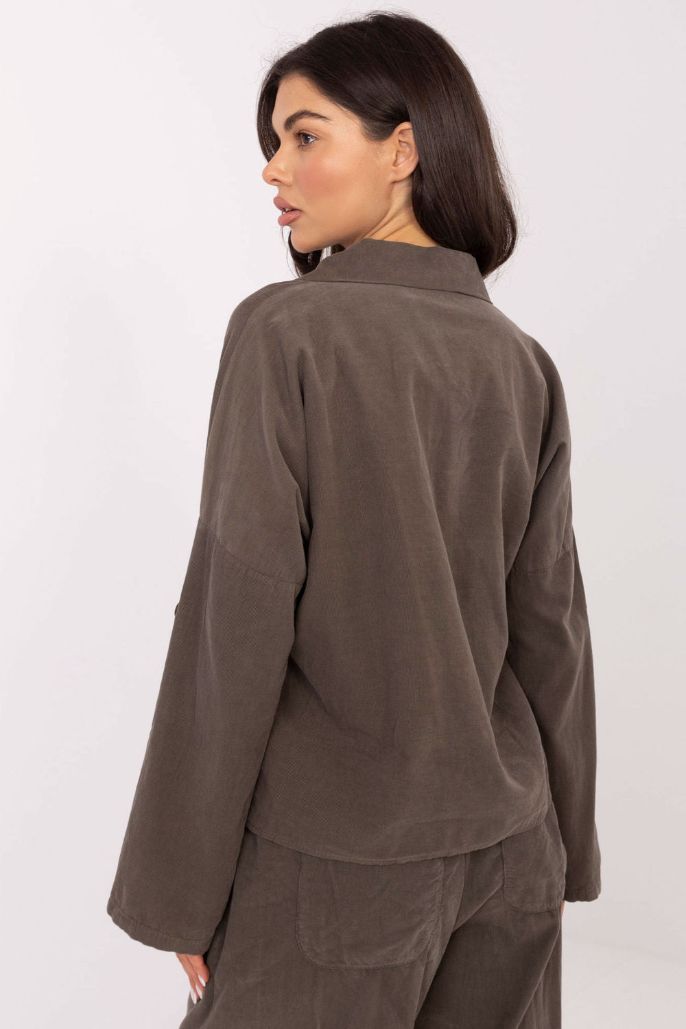 Italy Moda Dark Khaki High Waisted Long Sleeve Top - view 3