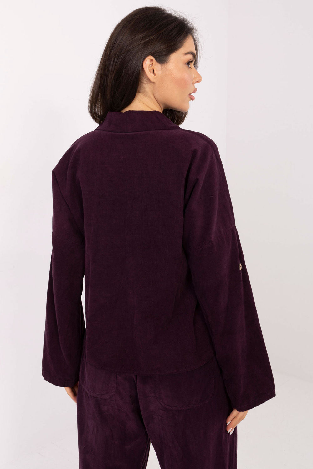 Italy Moda Dark Violet High Waisted Long Sleeve Top - view 3