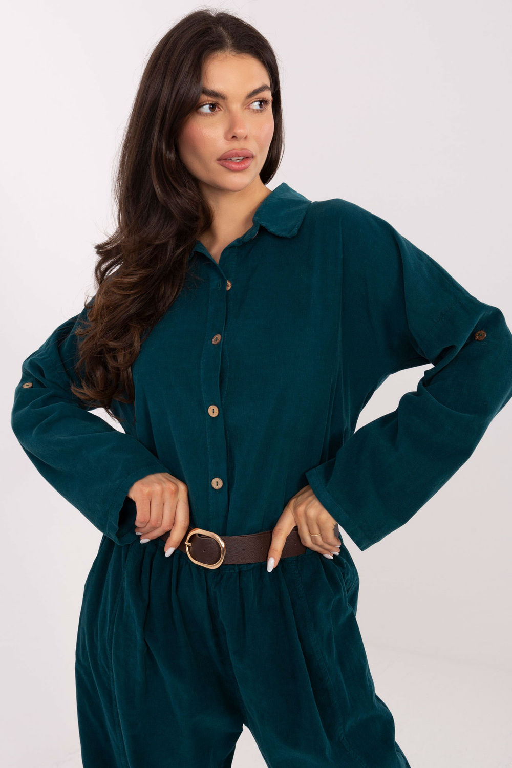 Italy Moda Teal High Waisted Long Sleeve Top