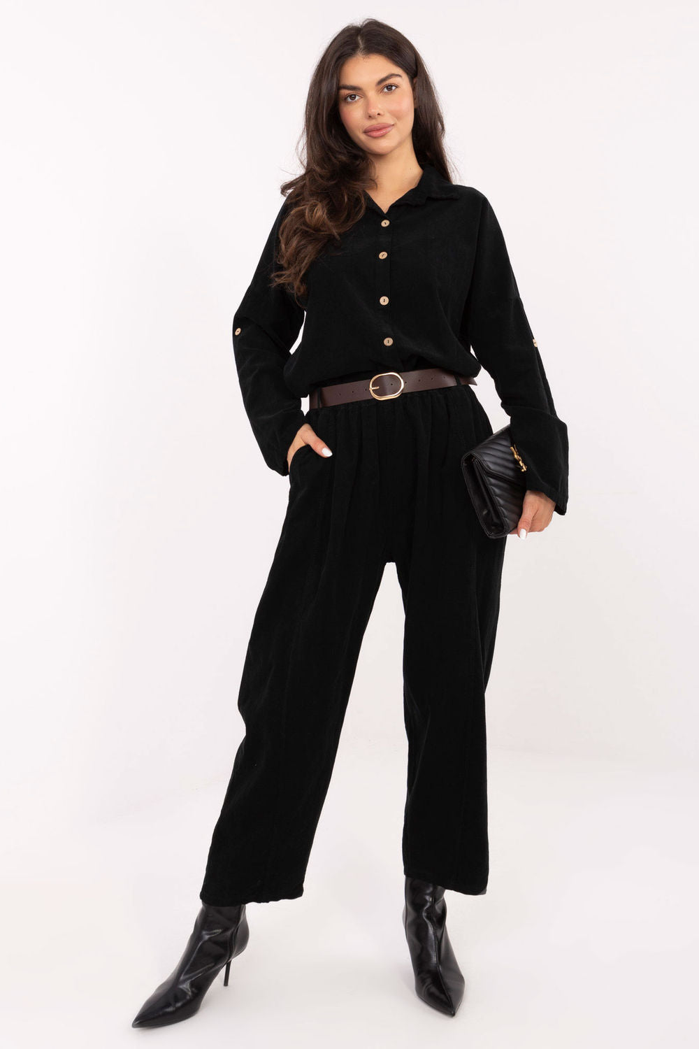 Italy Moda Black High Waisted Long Sleeve Top - view 2