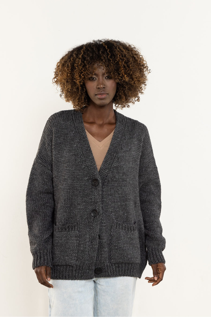 Awama Graphite V-Neck Cardigan