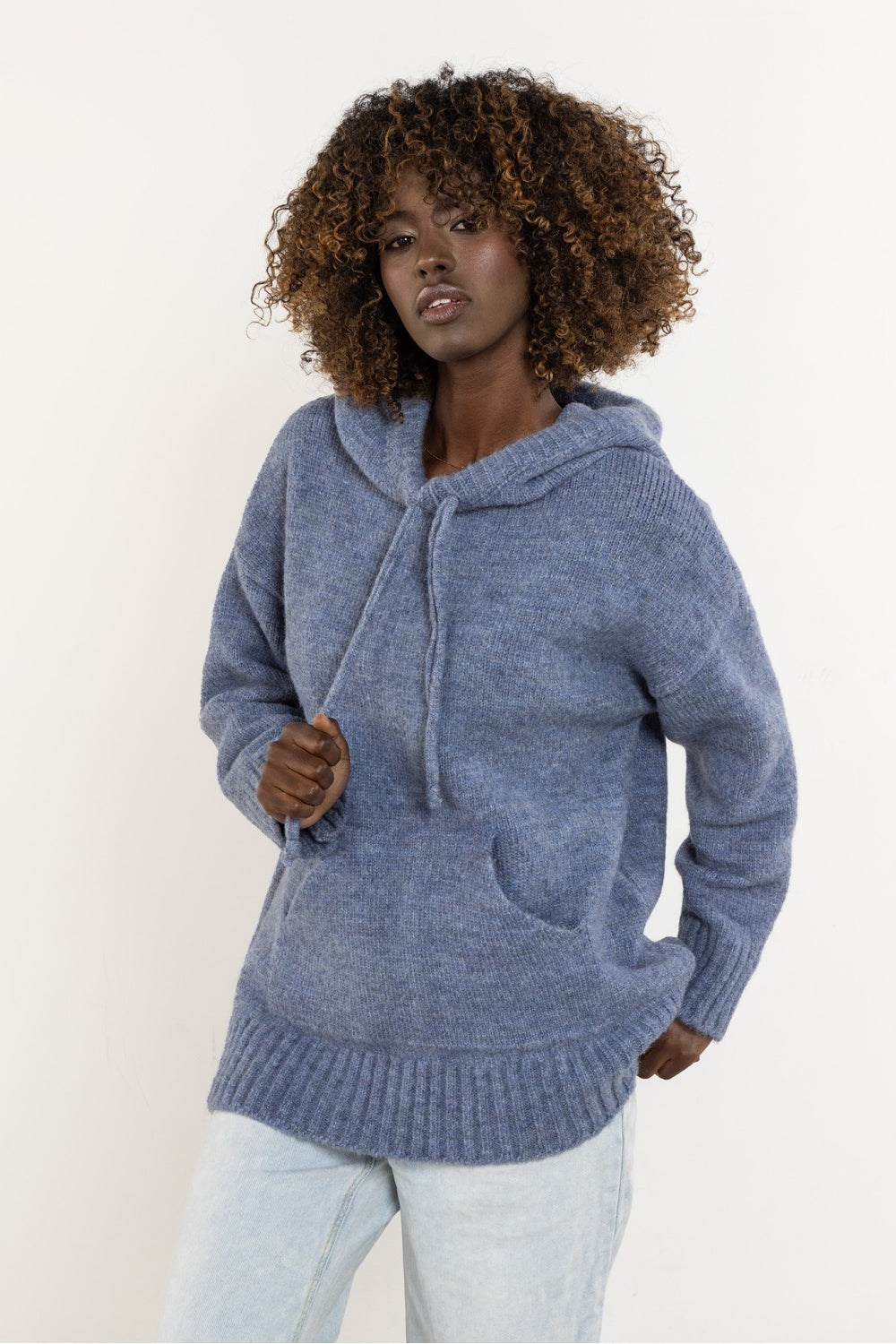 Awama Blue Knitted Long Sleeve Jumper