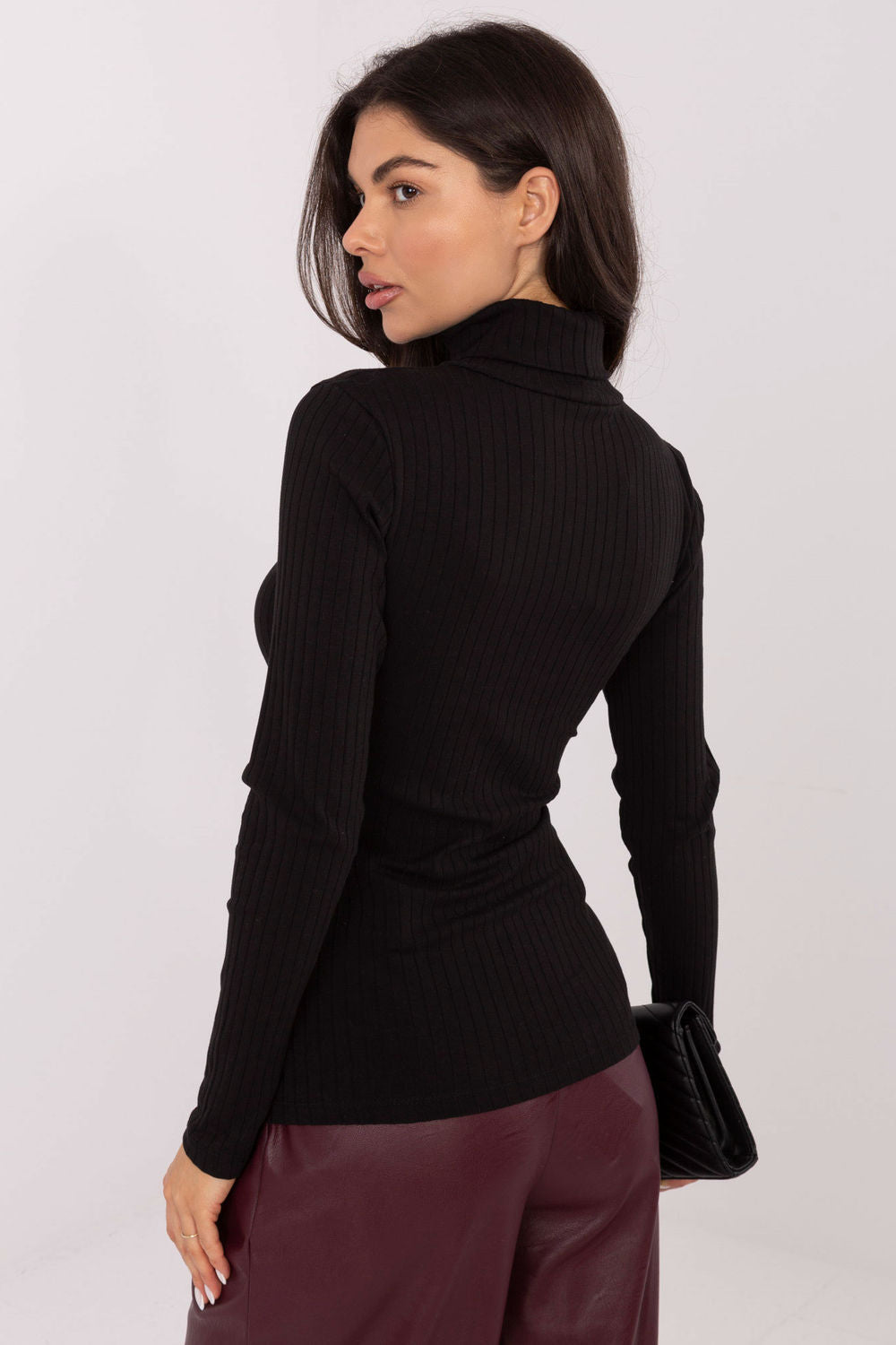 Rue Paris Black Long Sleeve Cotton Roll Neck Jumper - view 3