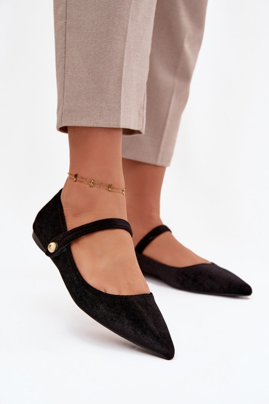 Step In Style Gisanne Black Velvet Ballet Flats