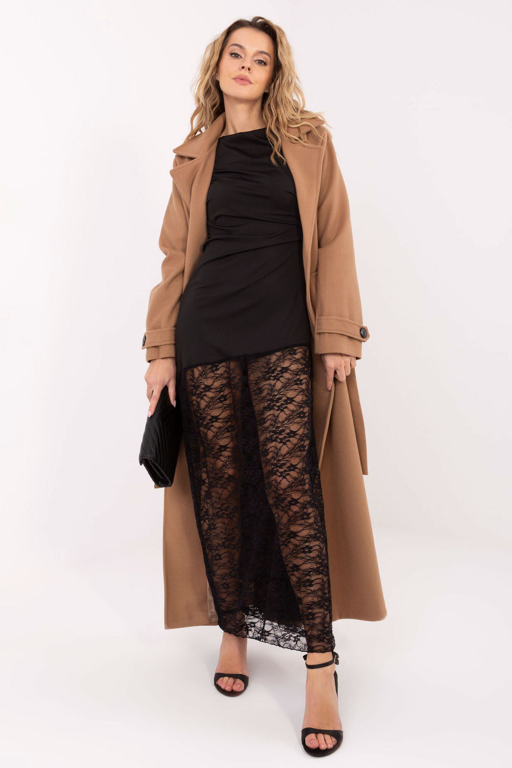 Italy Moda Black Lace Long Sleeve Maxi Dress - view 2