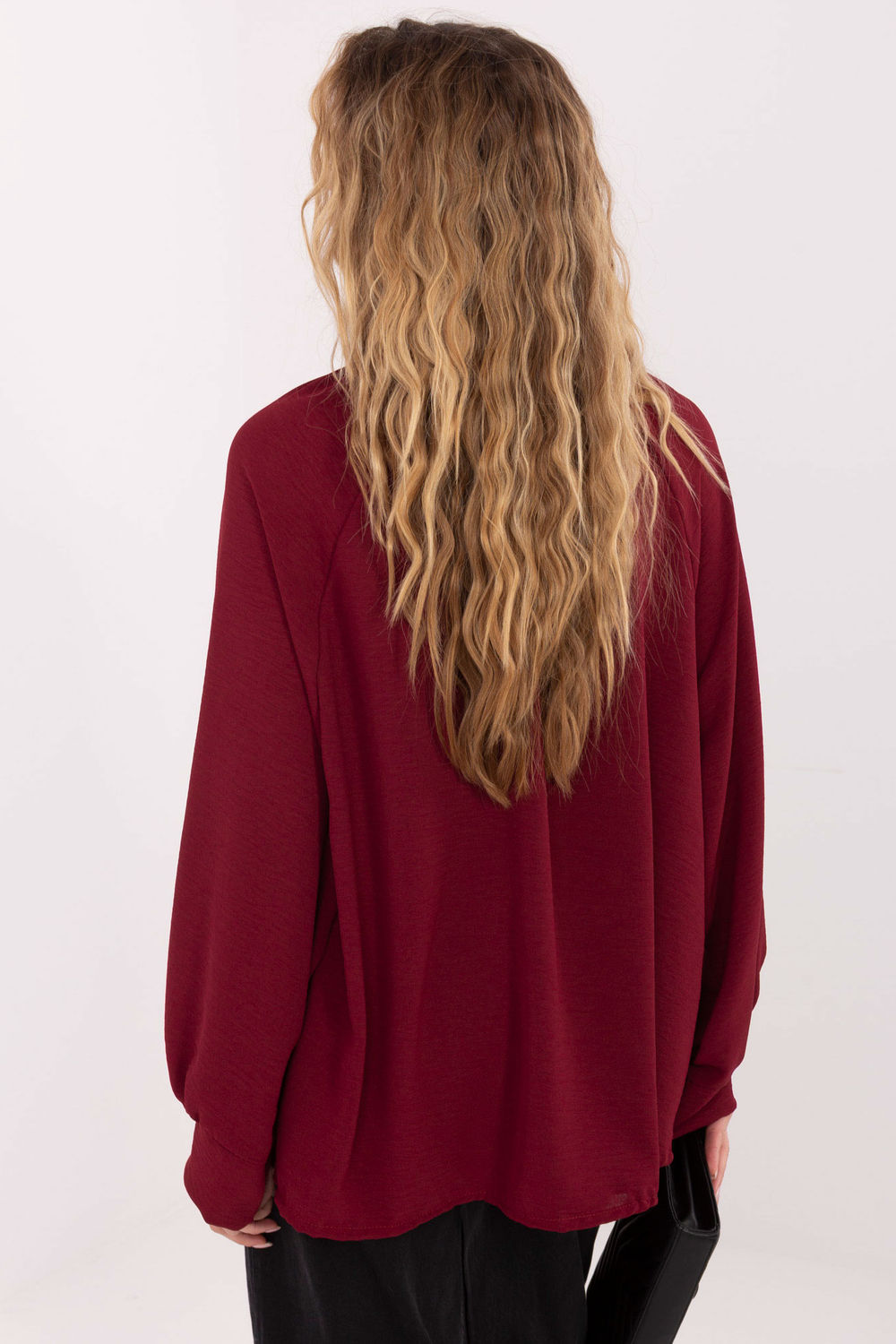 Italy Moda Burgundy Puff Sleeve Blouse - view 2