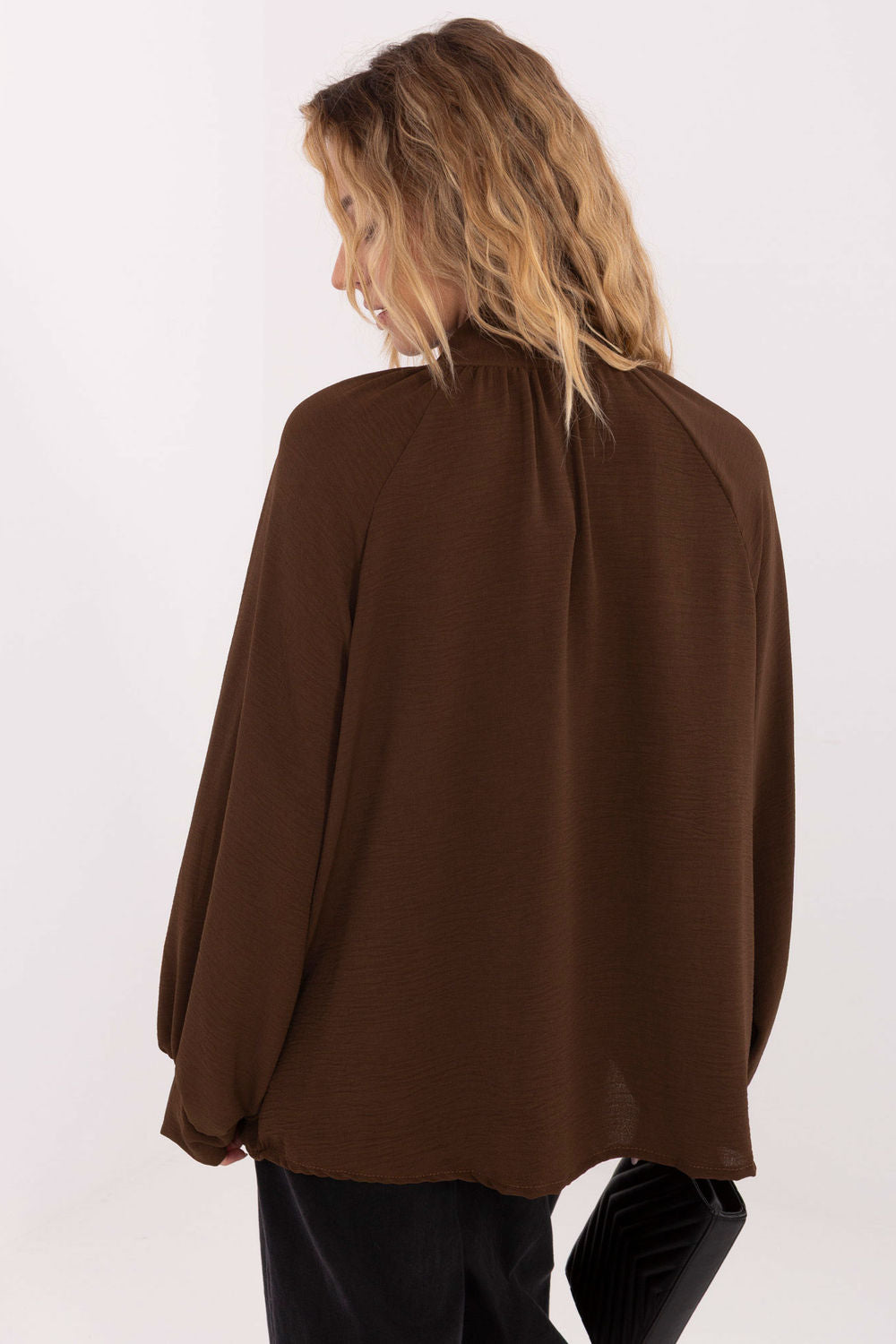 Italy Moda Brown Puff Sleeve Blouse - view 3