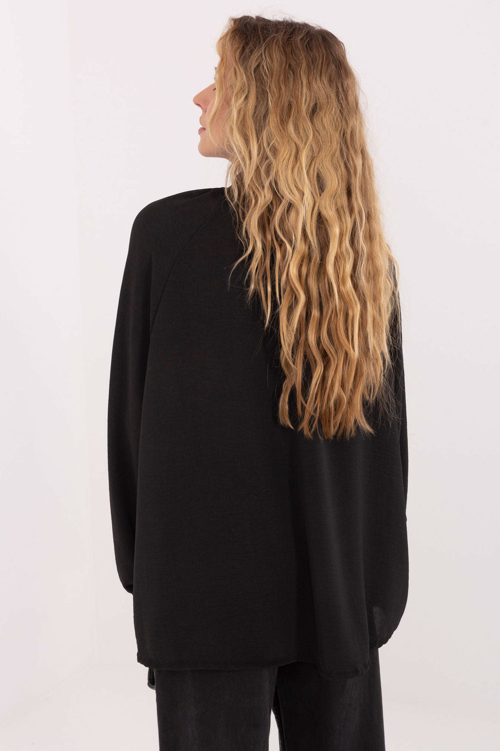 Italy Moda Black Puff Sleeve Blouse - view 3