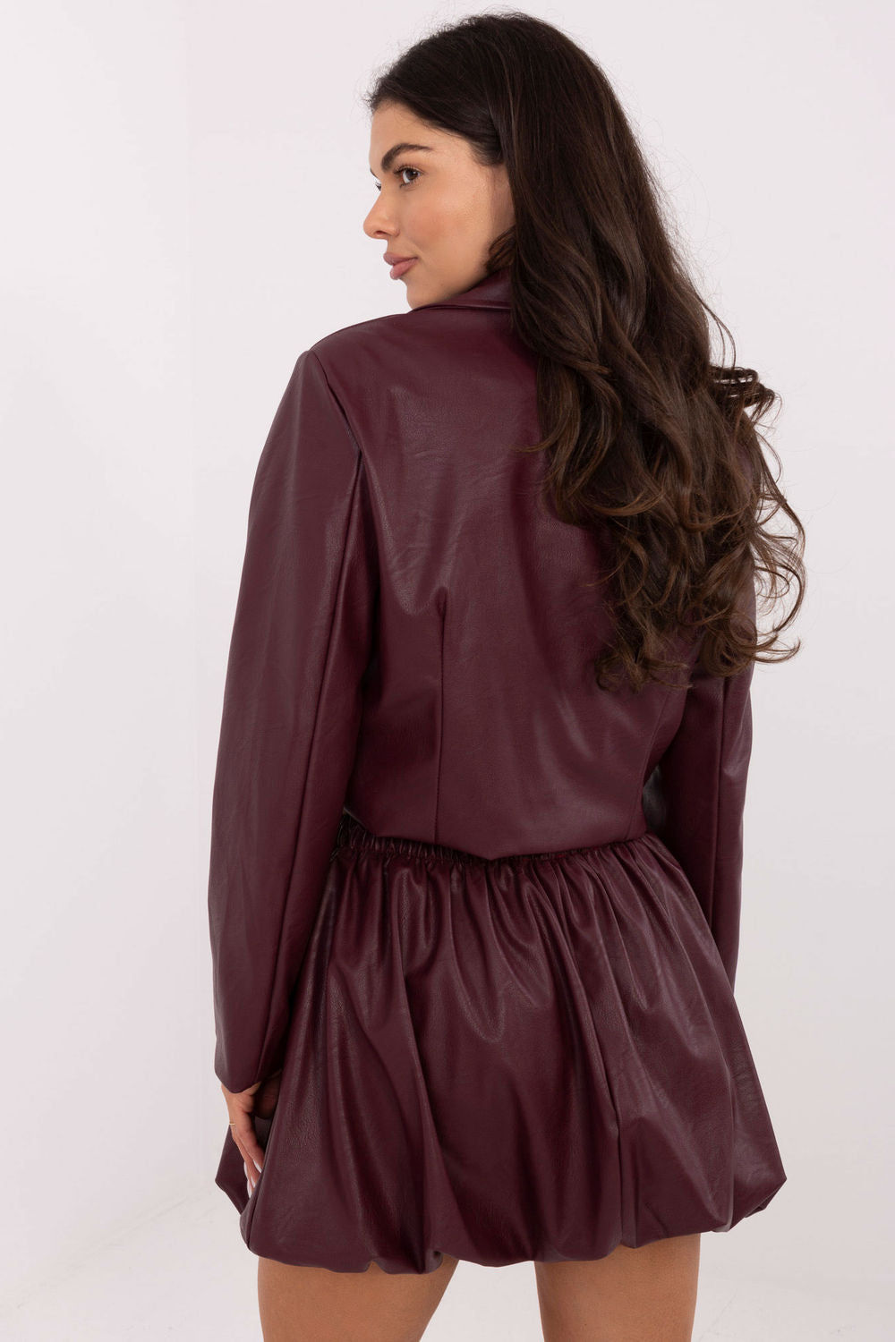 Italy Moda Burgundy Faux Leather Mini Skirt - view 3