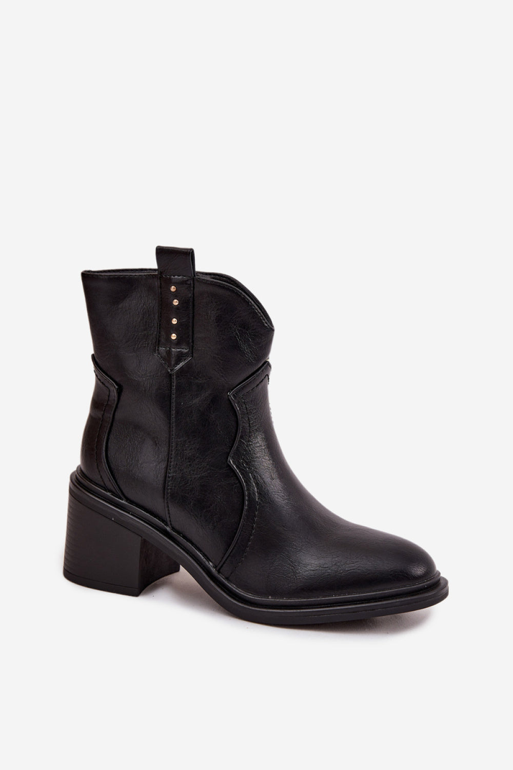 Step In Style Brilynn Black Faux Leather Heeled Ankle Boots - view 2