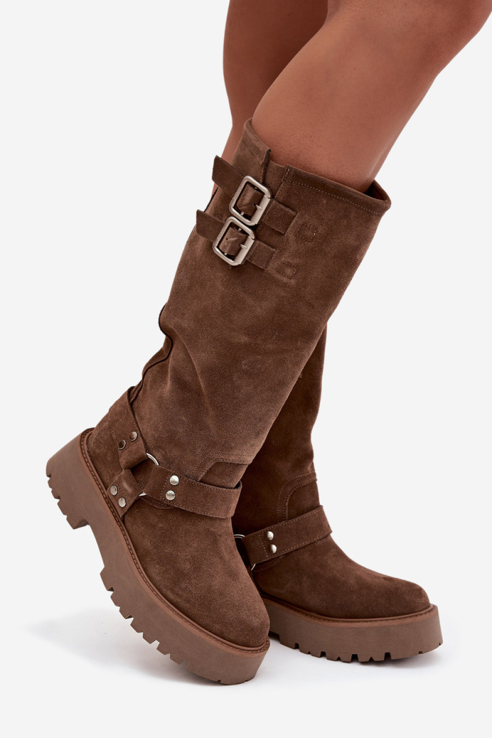 Step In Style Beige Suede Platform Over The Knee Boots