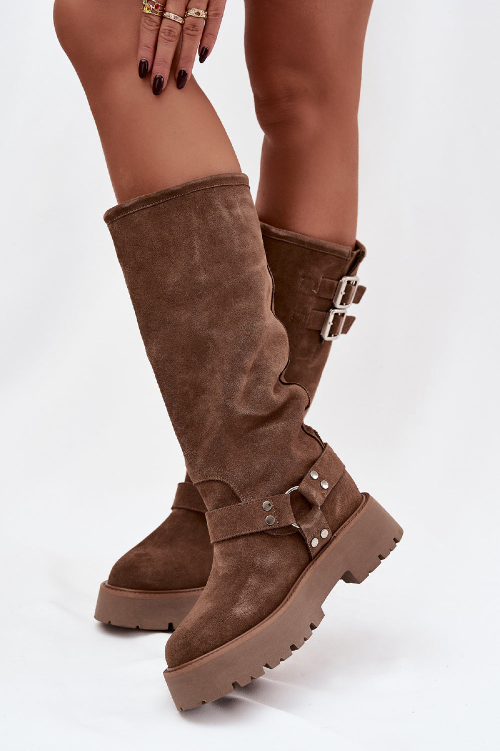 Step In Style Beige Suede Platform Over The Knee Boots - view 2