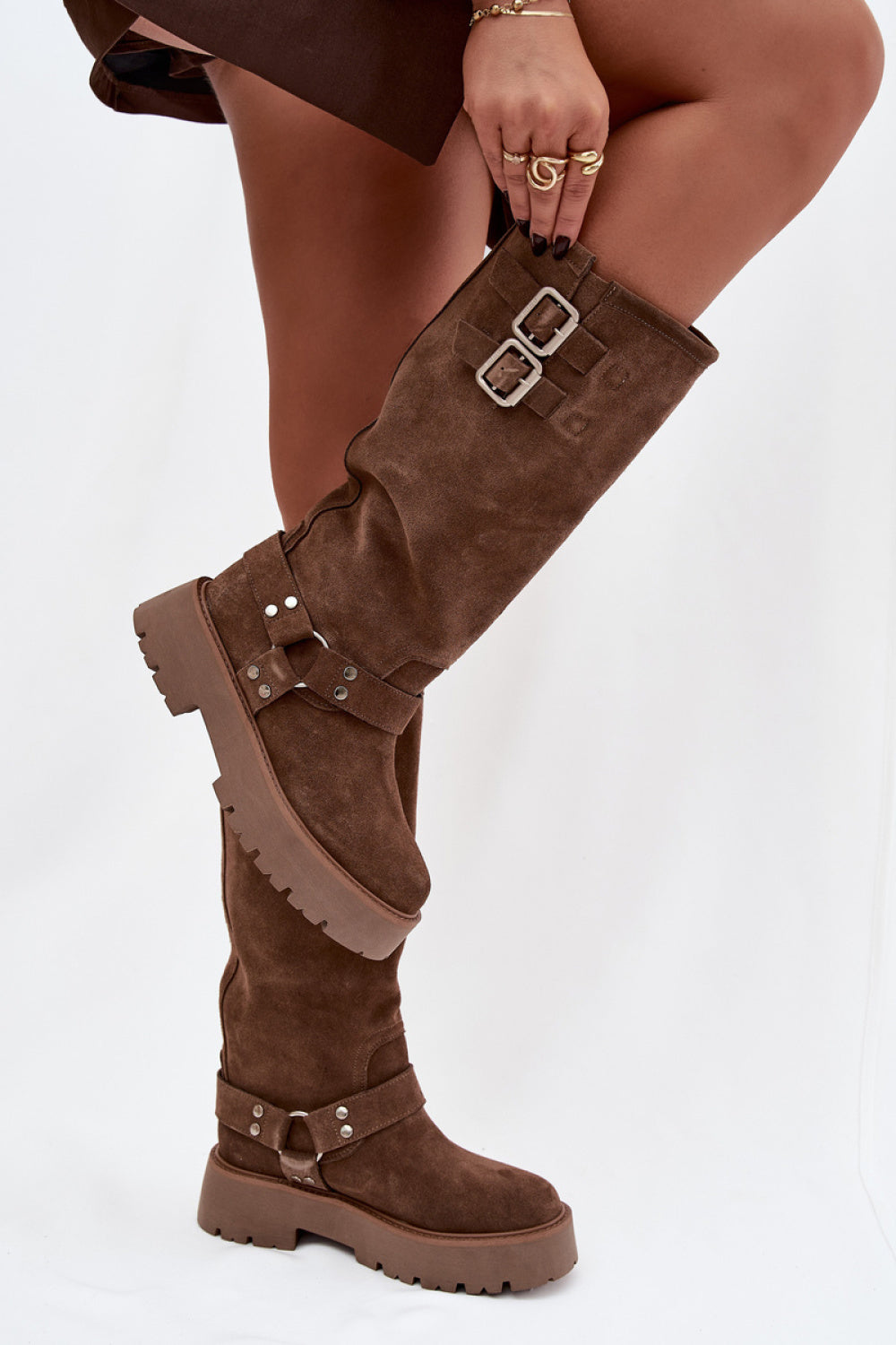 Step In Style Beige Suede Platform Over The Knee Boots - view 3
