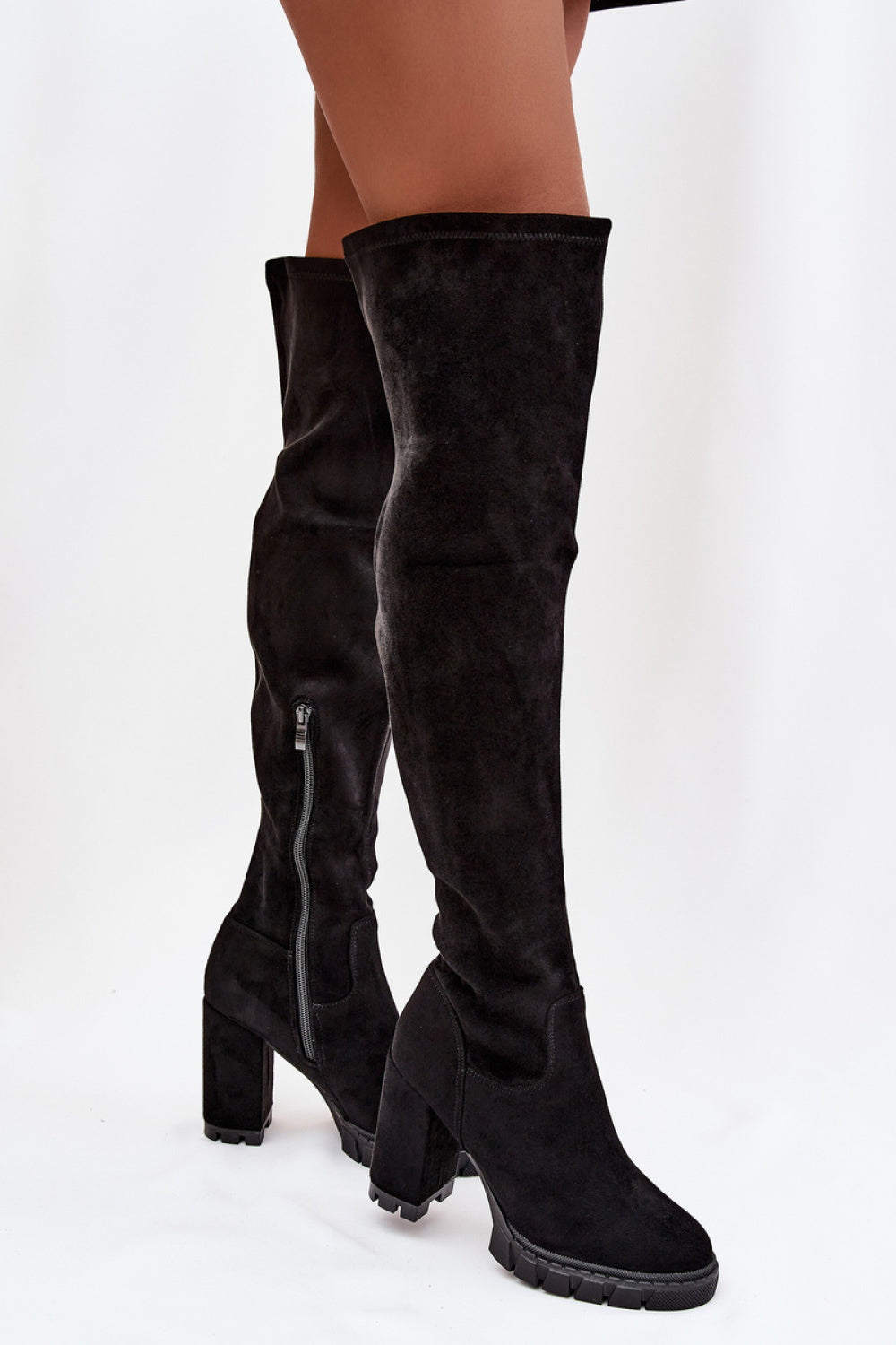 Step In Style Tahlina Black Suede Block Heel Heeled Ankle Boots