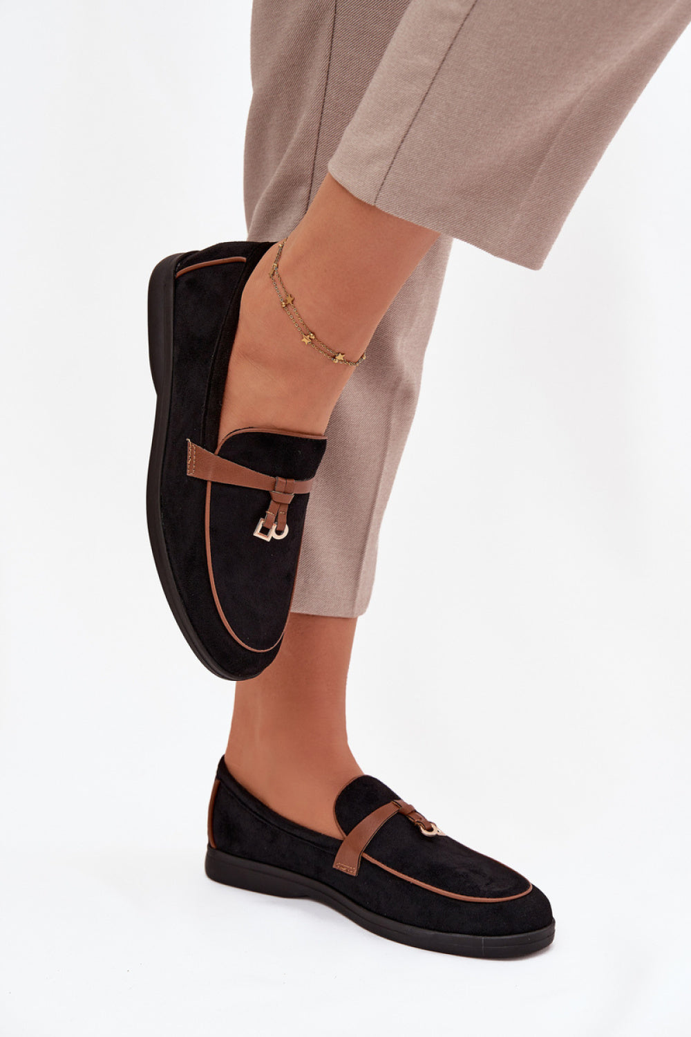 Step In Style Darwen Black Faux Suede Flat Loafers