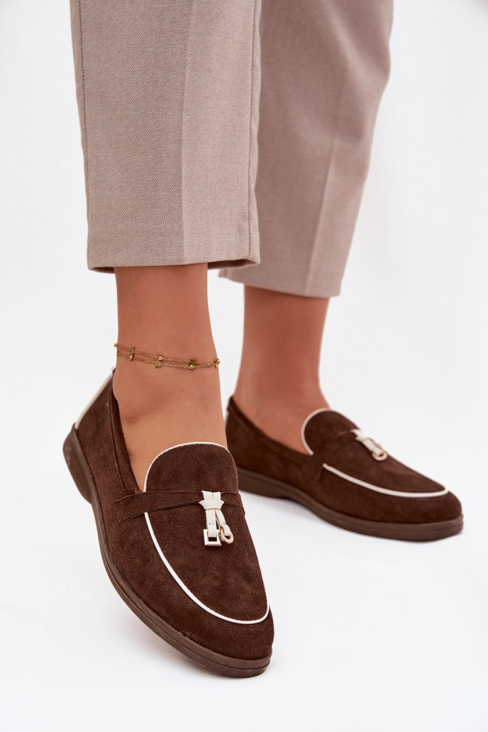 Step In Style Darwen Chocolate Faux Suede Flat Loafers
