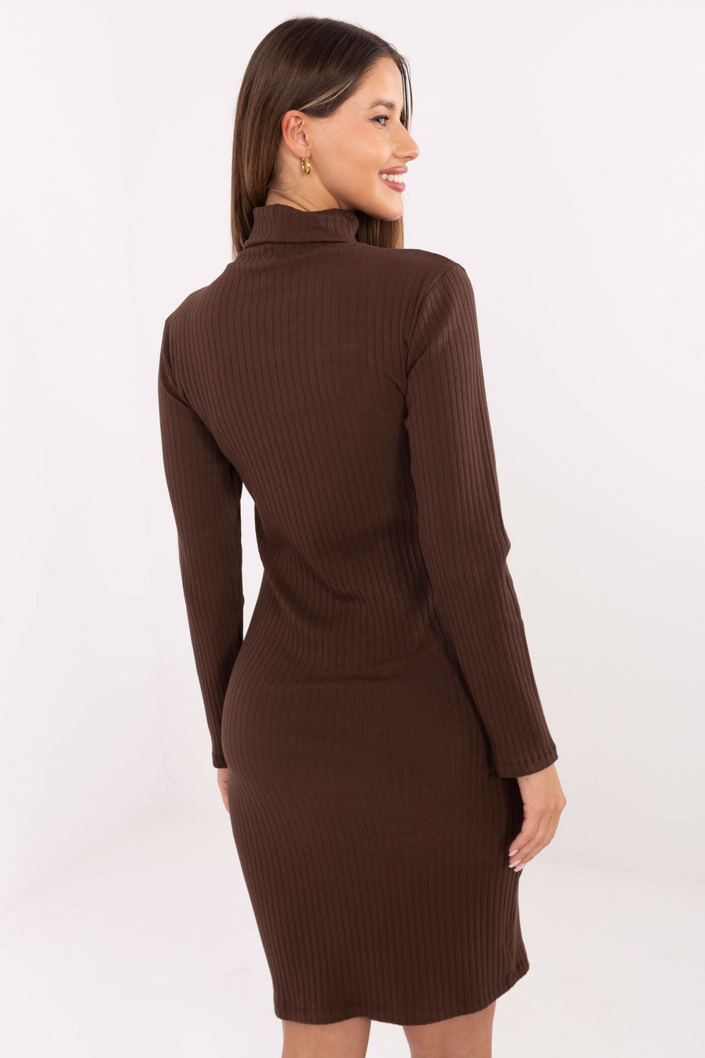 Rue Paris Dark Brown Long Sleeve Dress - view 3