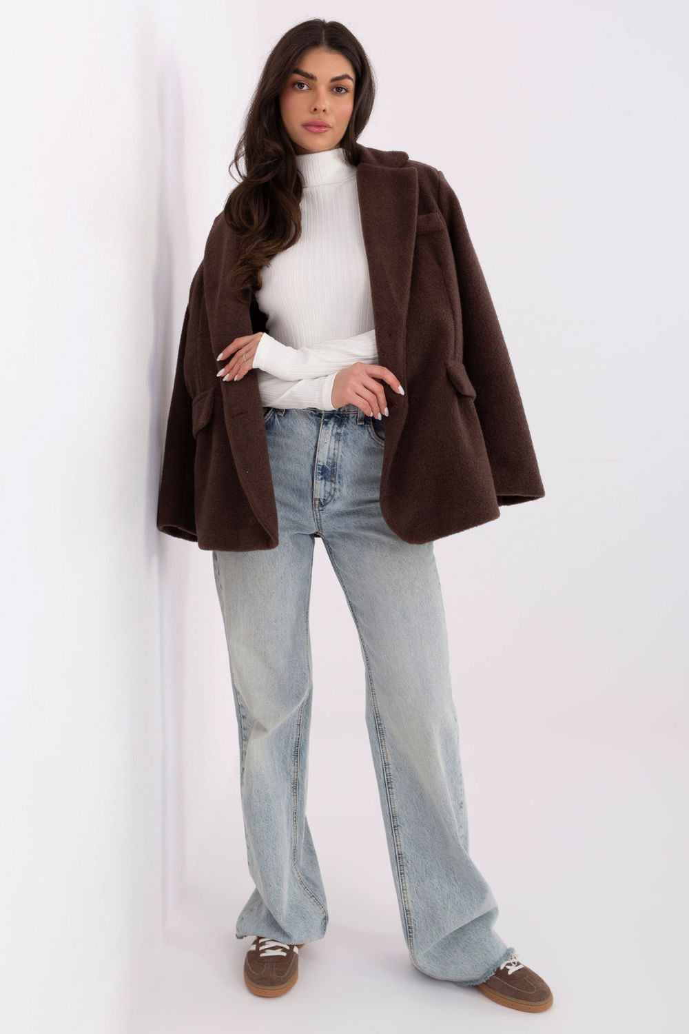 Rue Paris Ecru Long Sleeve Cotton Roll Neck Jumper - view 2