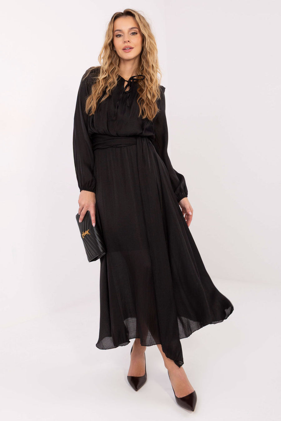 Rue Paris Black Maxi Flared Dress