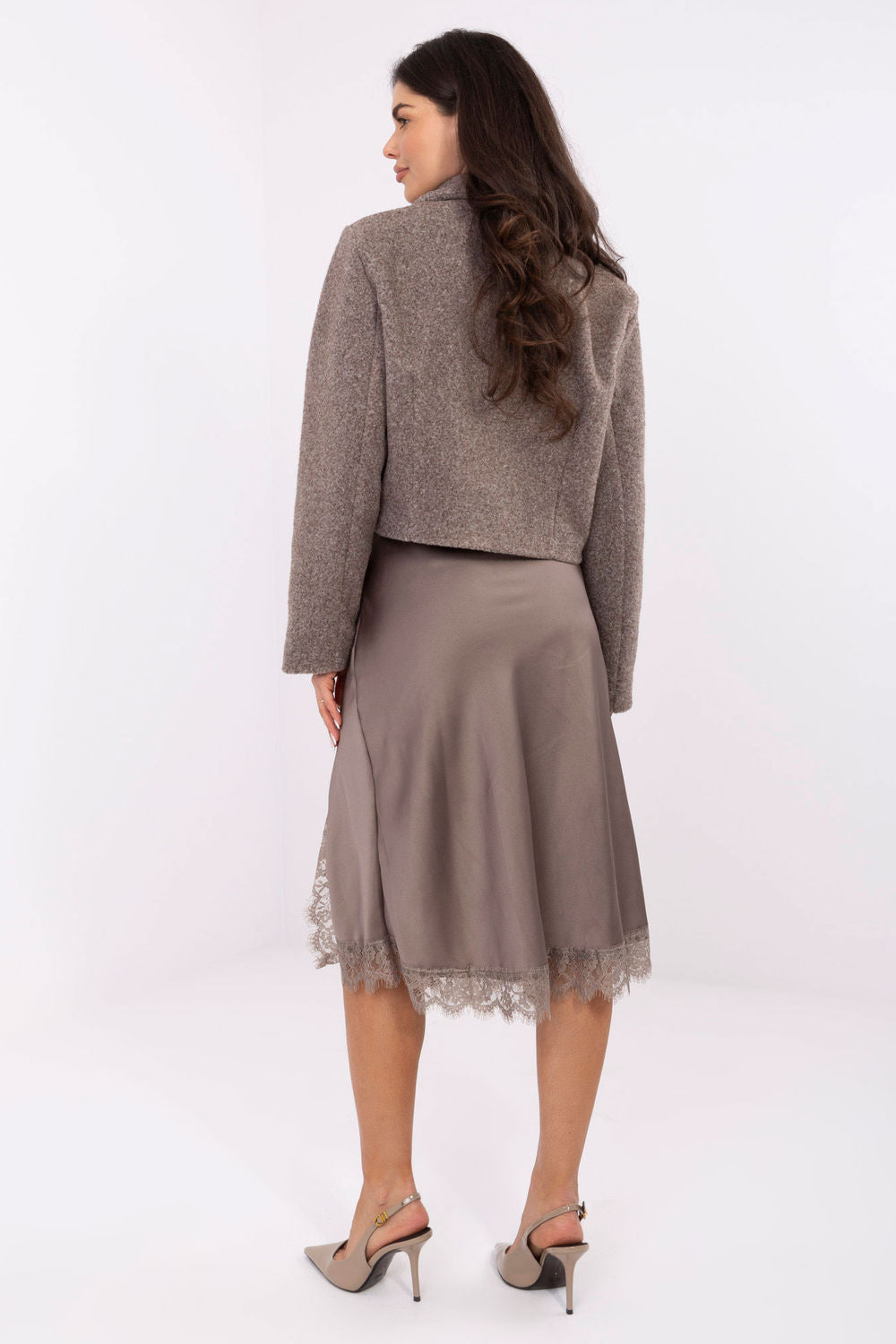Rue Paris Dark Beige Long Sleeve Coat - view 3