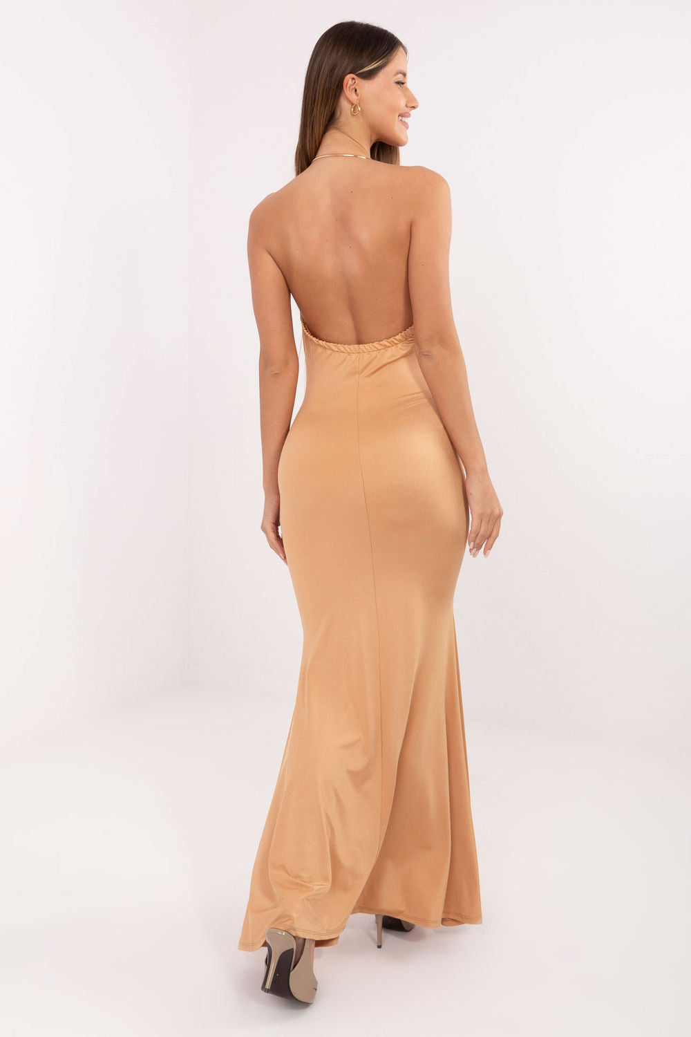 Italy Moda Camel Sleeveless Maxi Dress - view 3