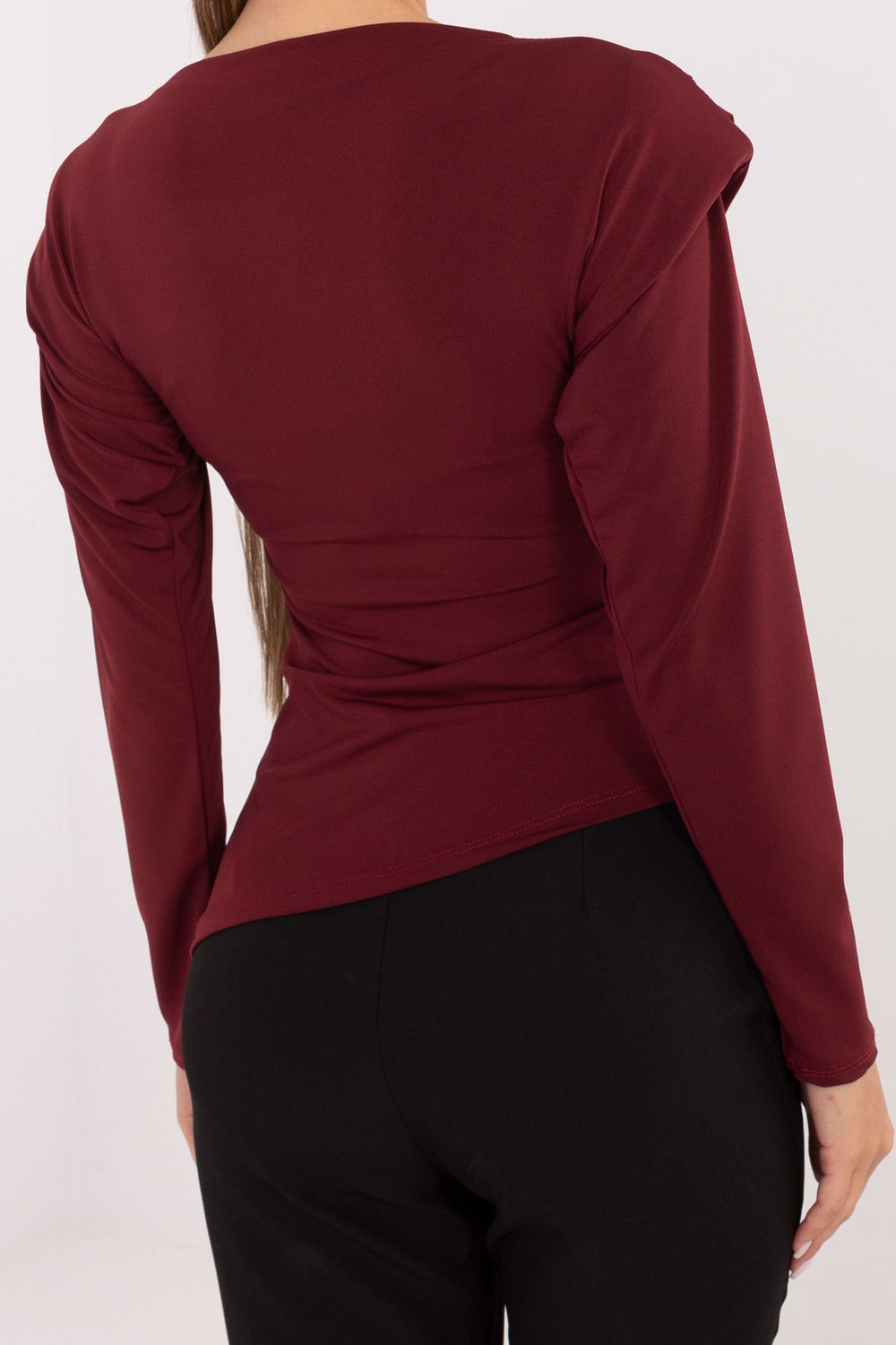 Italy Moda Burgundy Long Sleeve Blouse - view 3