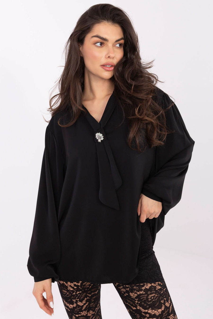 Factory Price Black Puff Sleeve Blouse