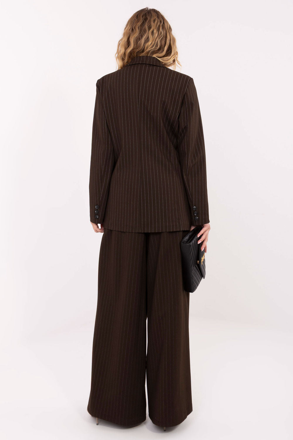 Rue Paris Dark Brown Striped Long Sleeve Jacket - view 3