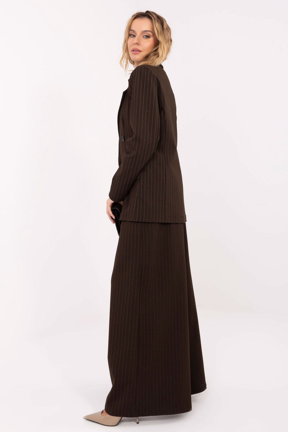 Rue Paris Dark Brown Striped Long Sleeve Jacket - view 4
