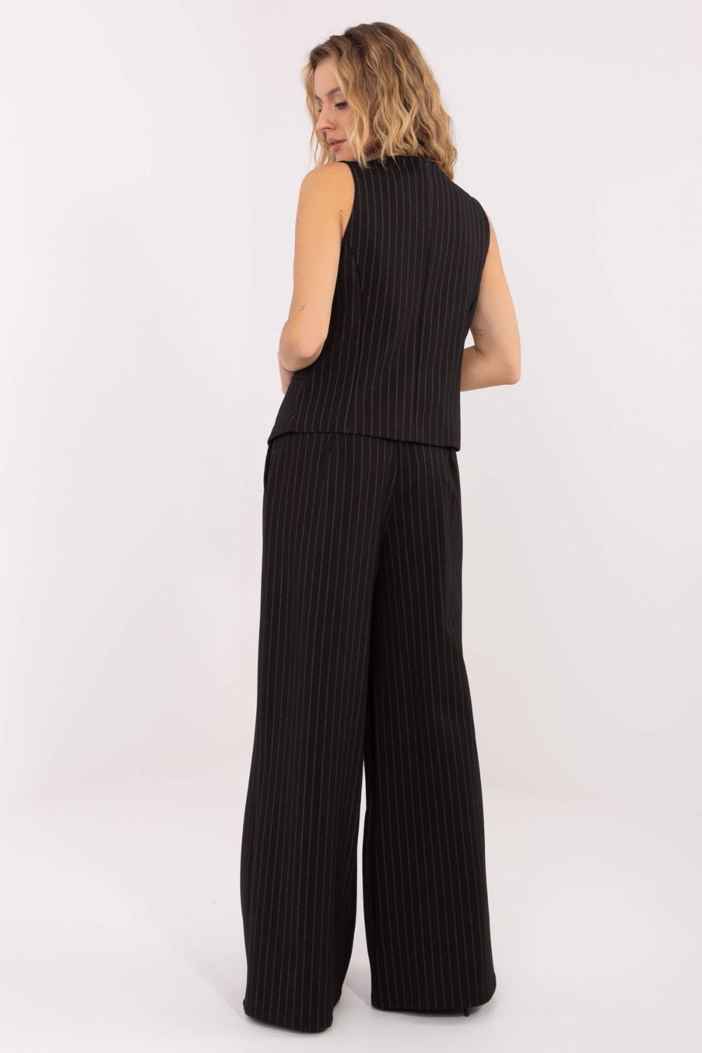 Rue Paris Black Striped Wide Leg Trousers - view 4